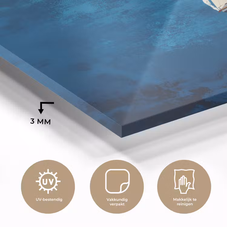 Zeilboot - Water - Abstract - Schaduw plexiglas 5mm klein -sfeer2
