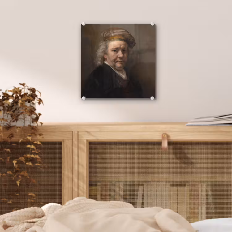 Zelfportret - Schilderij van Rembrandt van Rijn plexiglas 5mm klein -sfeer4