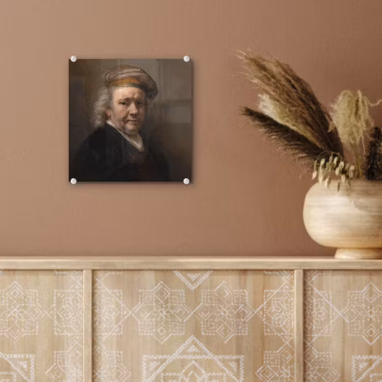 Zelfportret - Schilderij van Rembrandt van Rijn plexiglas 5mm klein -sfeer5