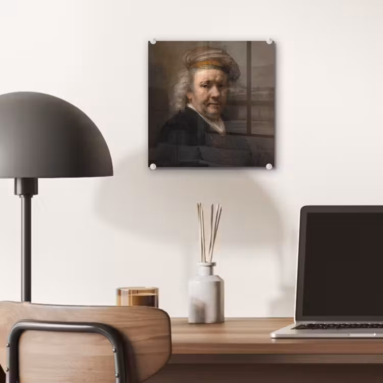 Zelfportret - Schilderij van Rembrandt van Rijn plexiglas 5mm klein -sfeer6
