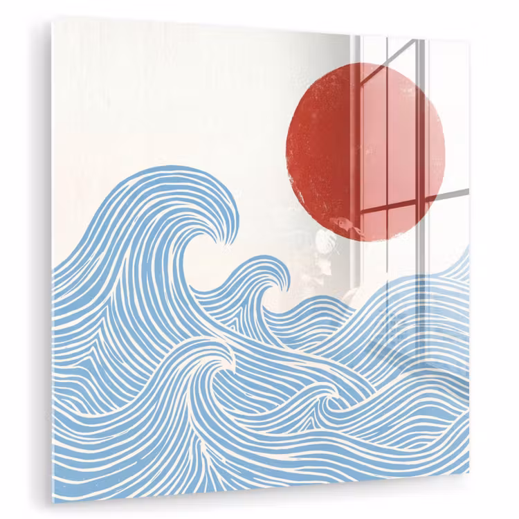 Zon - Golven - Oceaan - Abstract - Rood plexiglas 5mm klein -zzzproduct_nieuw
