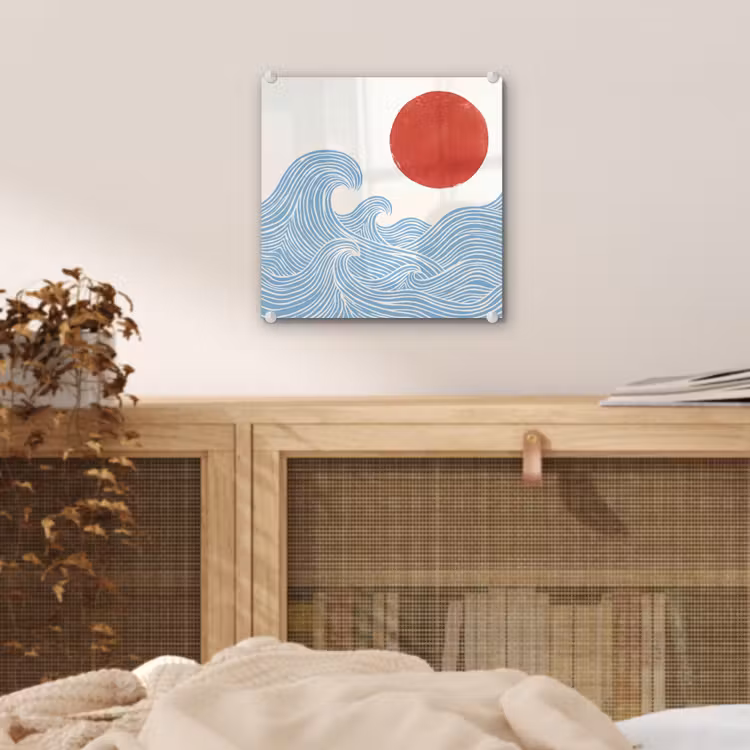 Zon - Golven - Oceaan - Abstract - Rood plexiglas 5mm klein -sfeer4