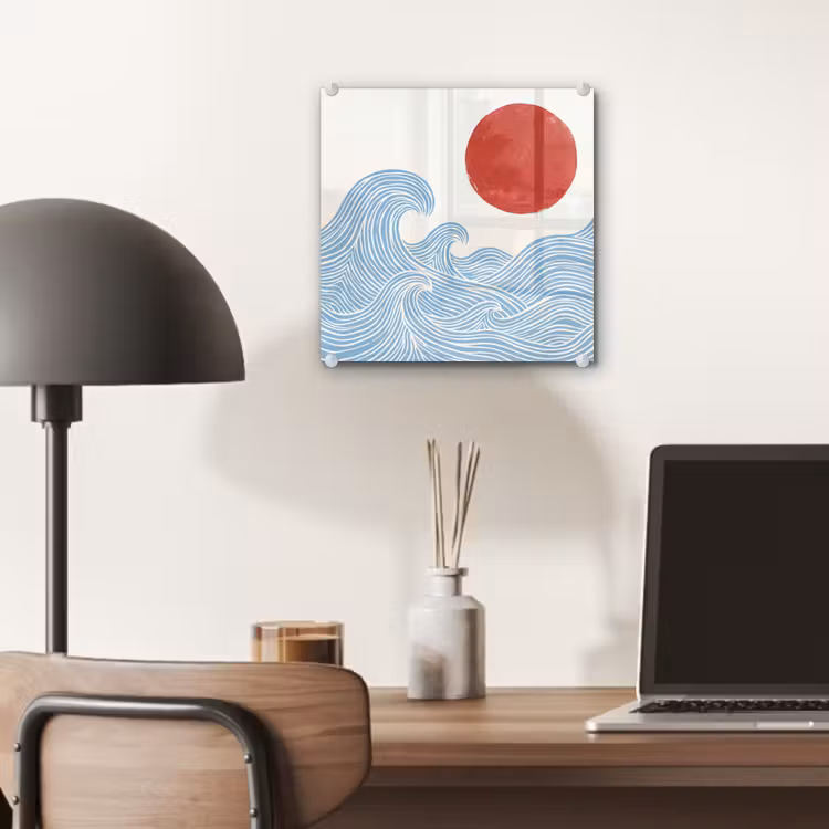 Zon - Golven - Oceaan - Abstract - Rood plexiglas 5mm klein -sfeer6