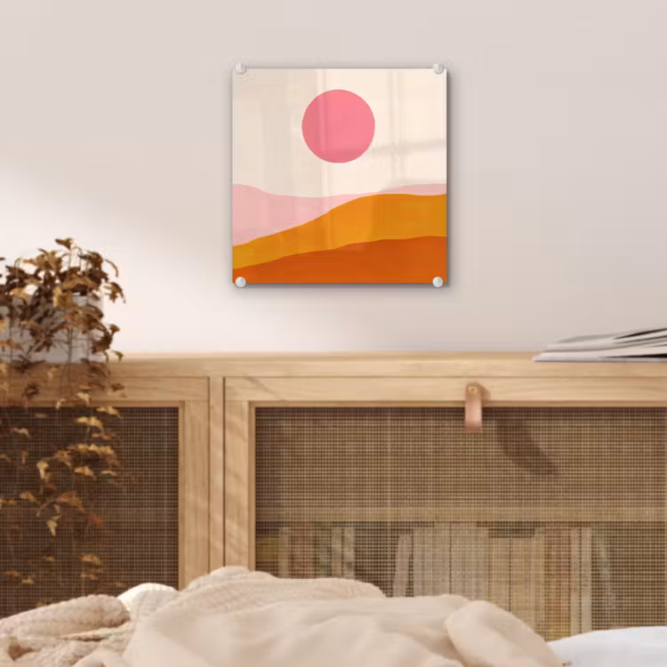 Zon - Heuvels - Abstract - Roze plexiglas 5mm klein -sfeer4
