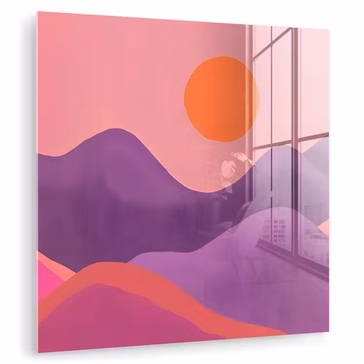 Zon - Heuvels - Paars - Abstract plexiglas 5mm klein -zzzproduct_nieuw