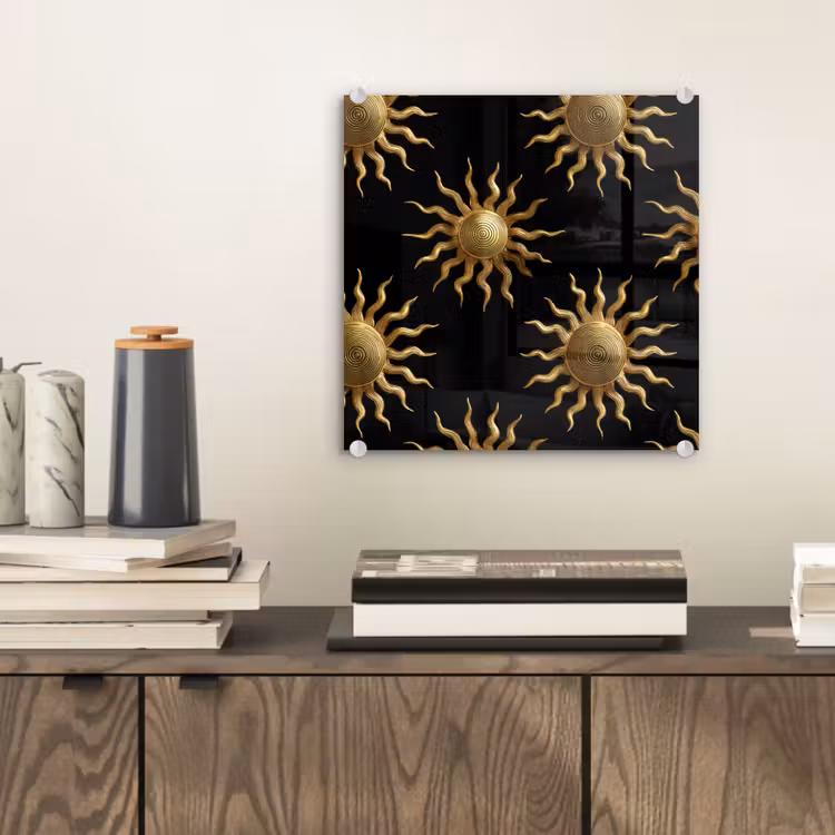 Zon - Patroon - Luxe - Goud - Zwart plexiglas 5mm klein 11 -sfeer1