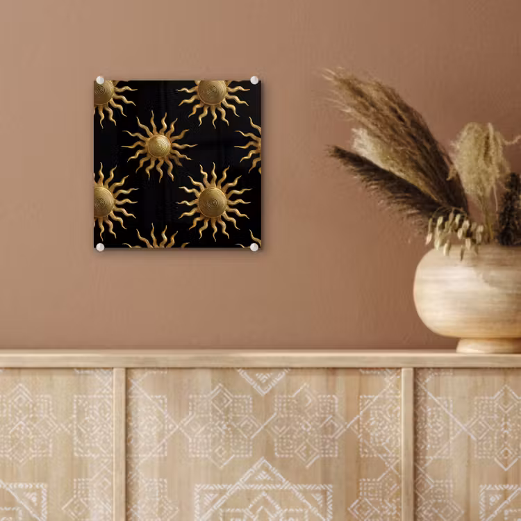 Zon - Patroon - Luxe - Goud - Zwart plexiglas 5mm klein 11 -sfeer5