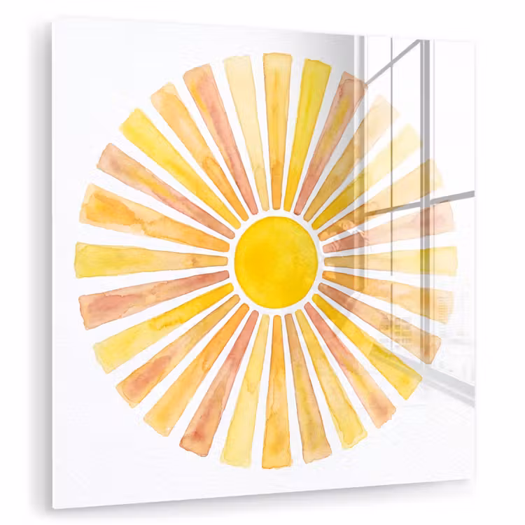 Zon - Stralen - Aquarel - Geel - Abstract plexiglas 5mm klein -zzzproduct_nieuw
