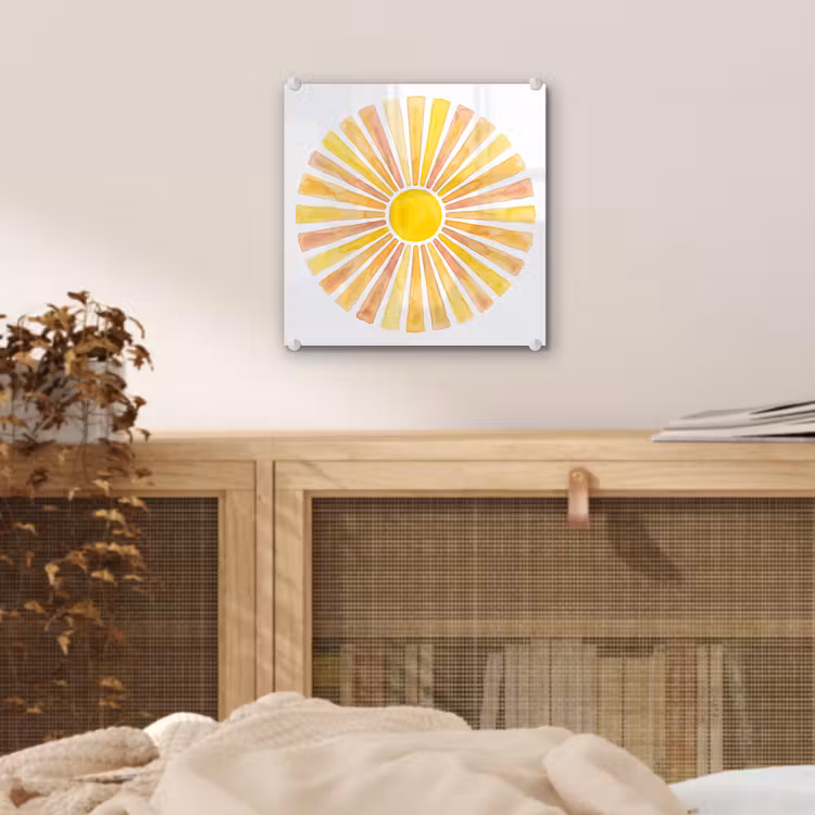 Zon - Stralen - Aquarel - Geel - Abstract plexiglas 5mm klein -sfeer4