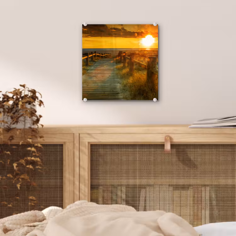 Zon - Strand - Duin - Horizon - Gras - Pad - Oranje plexiglas 5mm klein -sfeer4