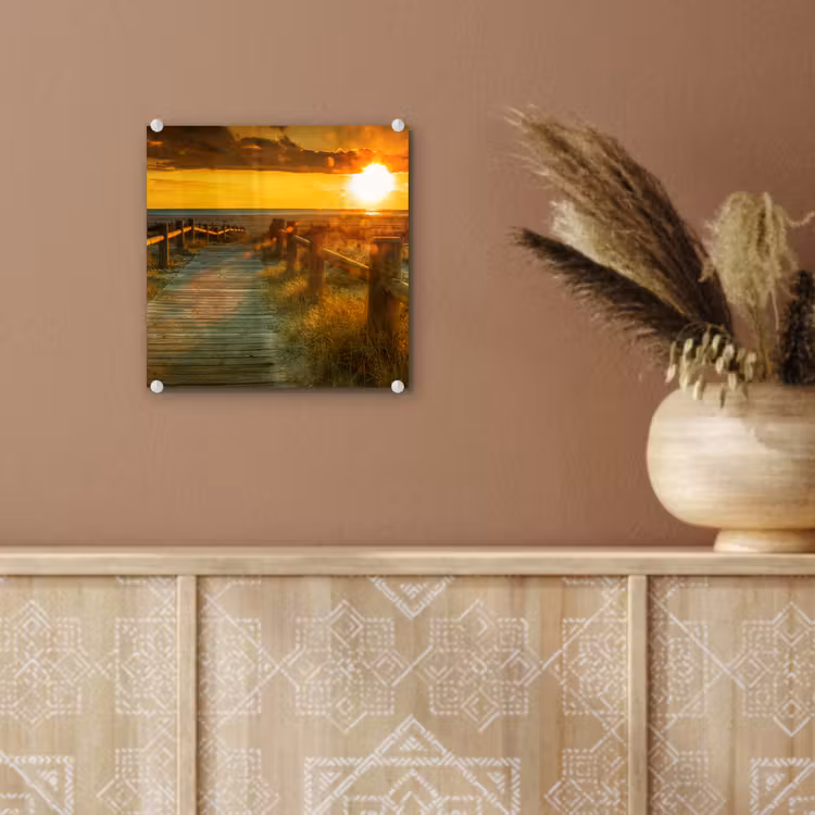 Zon - Strand - Duin - Horizon - Gras - Pad - Oranje plexiglas 5mm klein -sfeer5