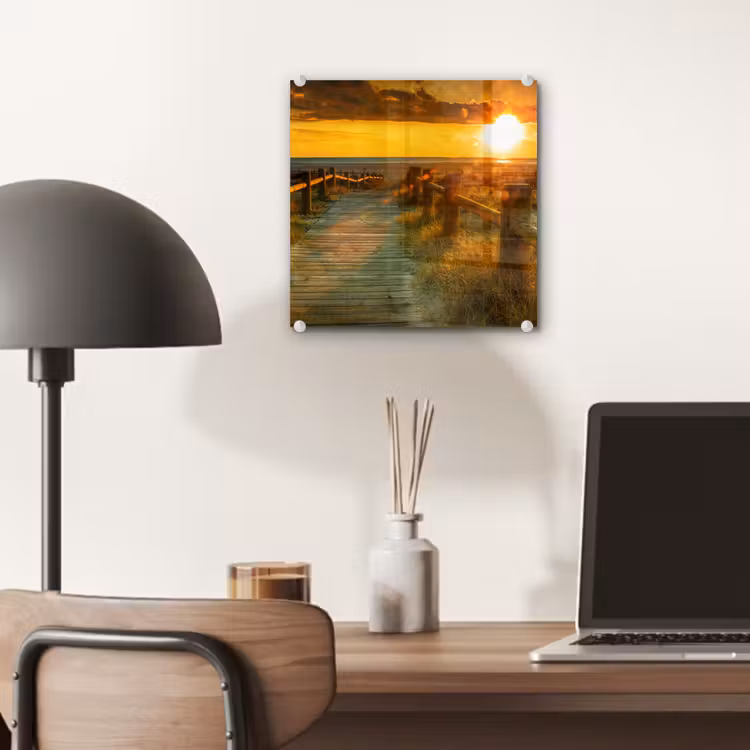 Zon - Strand - Duin - Horizon - Gras - Pad - Oranje plexiglas 5mm klein -sfeer6