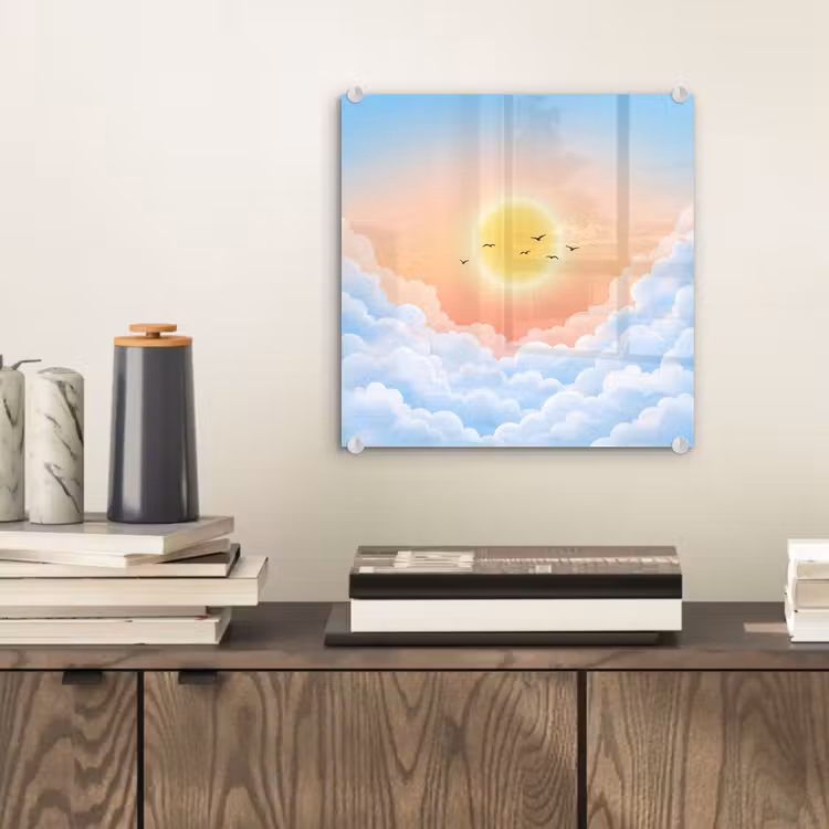 Zon - Vogels - Lucht - Natuur - Geel plexiglas 5mm klein -sfeer1