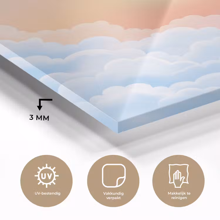 Zon - Vogels - Lucht - Natuur - Geel plexiglas 5mm klein -sfeer2