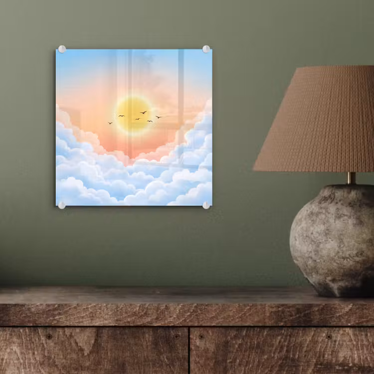 Zon - Vogels - Lucht - Natuur - Geel plexiglas 5mm klein -sfeer3