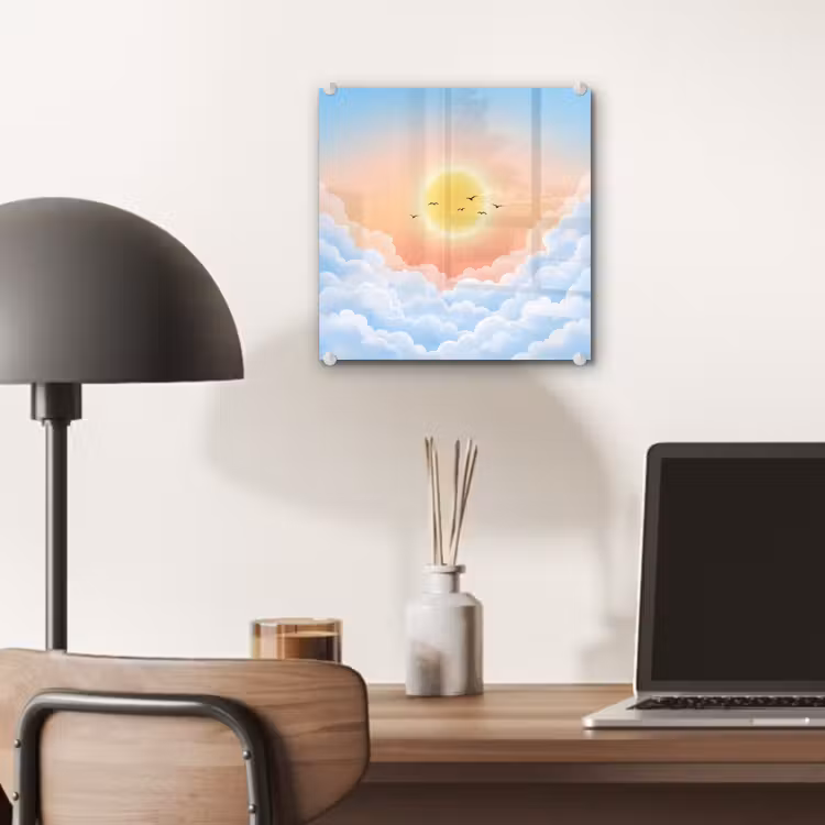 Zon - Vogels - Lucht - Natuur - Geel plexiglas 5mm klein -sfeer6