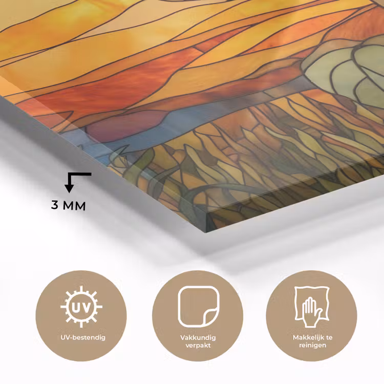 Zonnebloem - Mozaïek - Zonsondergang - Geel plexiglas 5mm klein -sfeer2