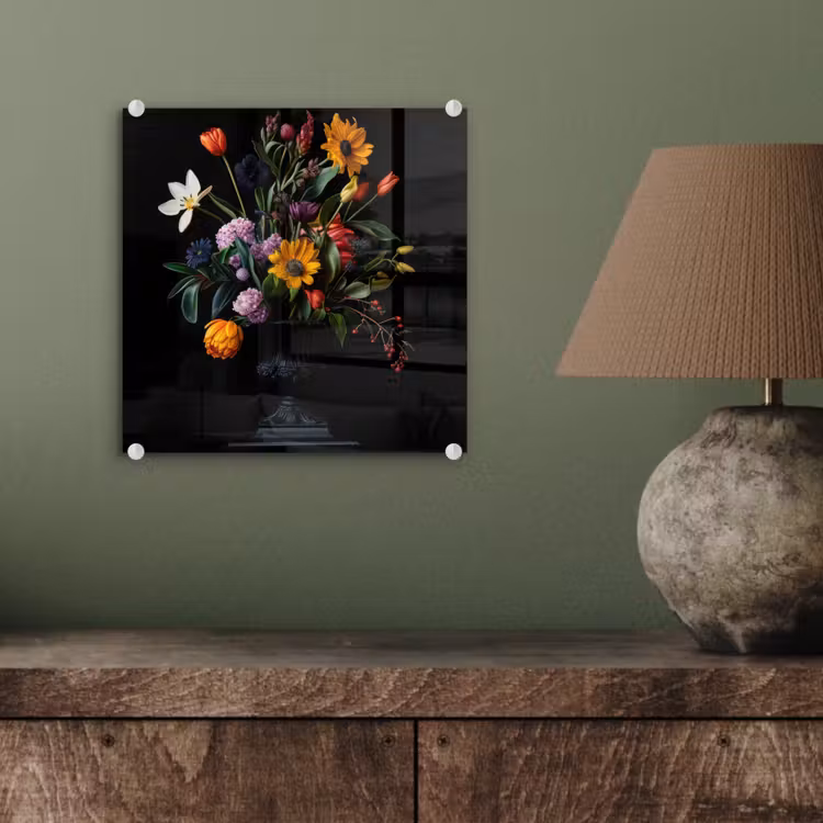 Zonnebloemen - Boeket - Kleurrijk plexiglas 5mm klein -sfeer3