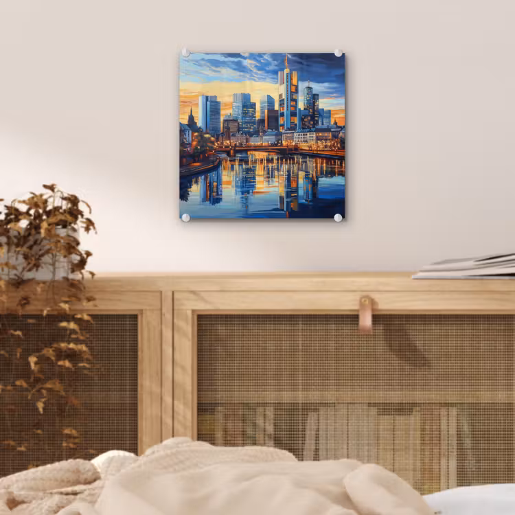 Zonsondergang Frankfurt - Stad - Skyline - Water plexiglas 5mm klein -sfeer4