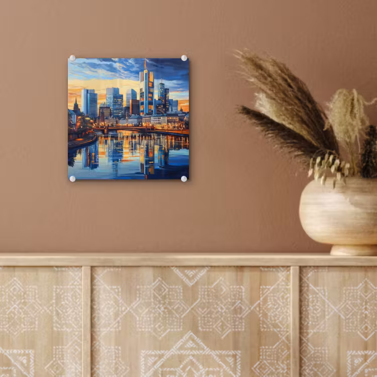 Zonsondergang Frankfurt - Stad - Skyline - Water plexiglas 5mm klein -sfeer5