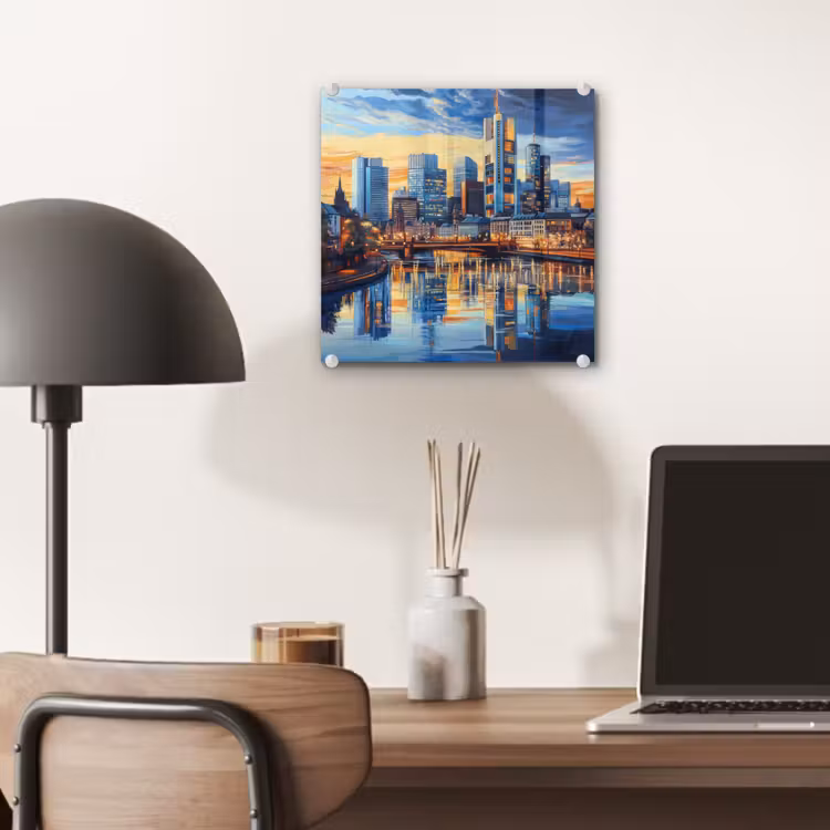 Zonsondergang Frankfurt - Stad - Skyline - Water plexiglas 5mm klein -sfeer6