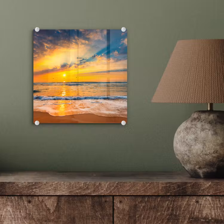 Zonsondergang - Strand - Zee - Wolken - Oranje plexiglas 5mm klein -sfeer3