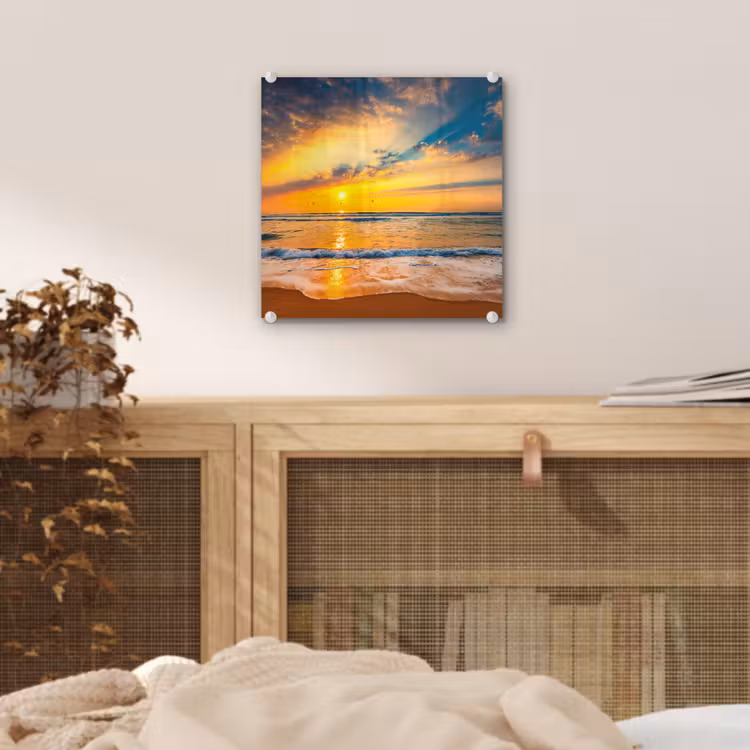 Zonsondergang - Strand - Zee - Wolken - Oranje plexiglas 5mm klein -sfeer4