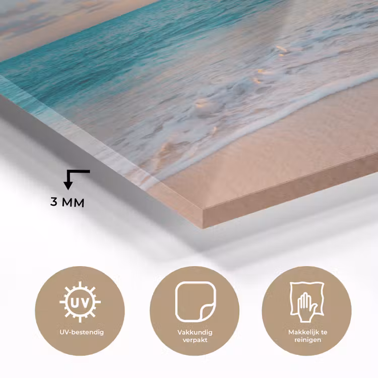 Zonsondergang - Strand - Zee - Zomer - Blauw plexiglas 5mm klein -sfeer2