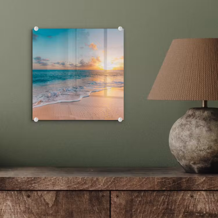 Zonsondergang - Strand - Zee - Zomer - Blauw plexiglas 5mm klein -sfeer3