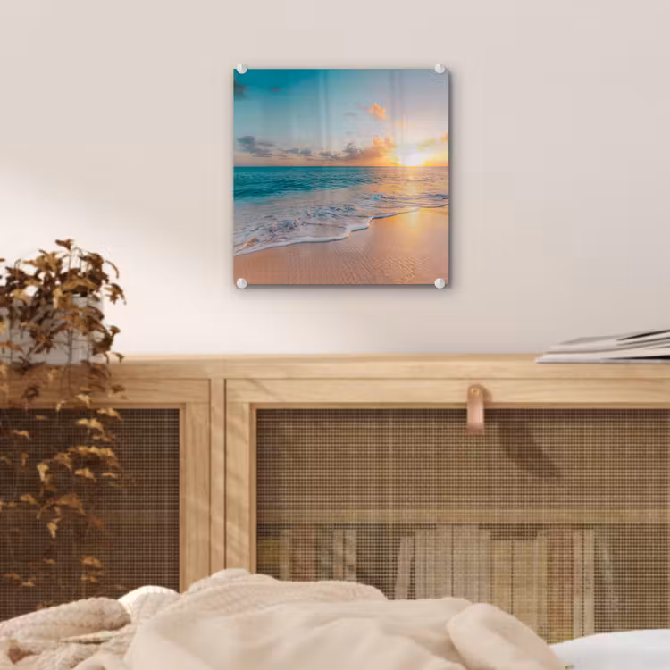 Zonsondergang - Strand - Zee - Zomer - Blauw plexiglas 5mm klein -sfeer4