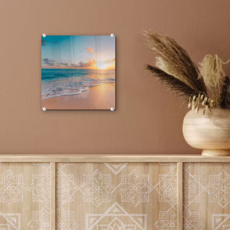 Zonsondergang - Strand - Zee - Zomer - Blauw plexiglas 5mm klein -sfeer5