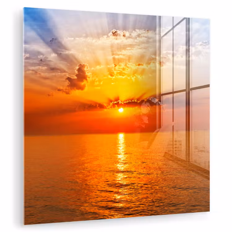Zonsondergang - Zee - Lucht - Oranje - Horizon - Water plexiglas 5mm klein -zzzproduct_nieuw