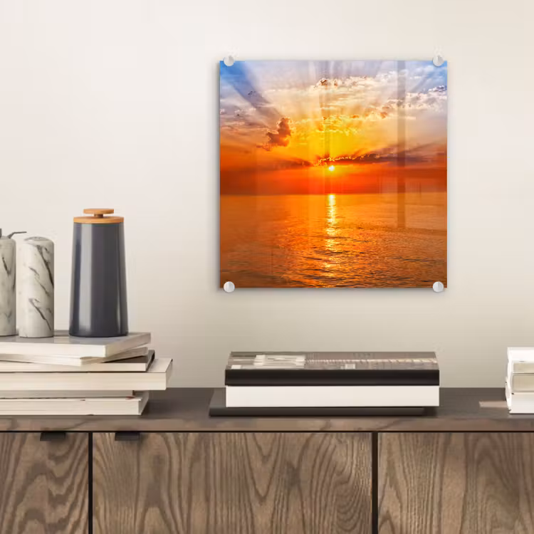 Zonsondergang - Zee - Lucht - Oranje - Horizon - Water plexiglas 5mm klein -sfeer1