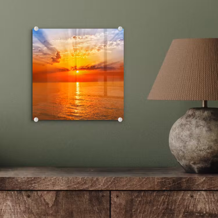 Zonsondergang - Zee - Lucht - Oranje - Horizon - Water plexiglas 5mm klein -sfeer3