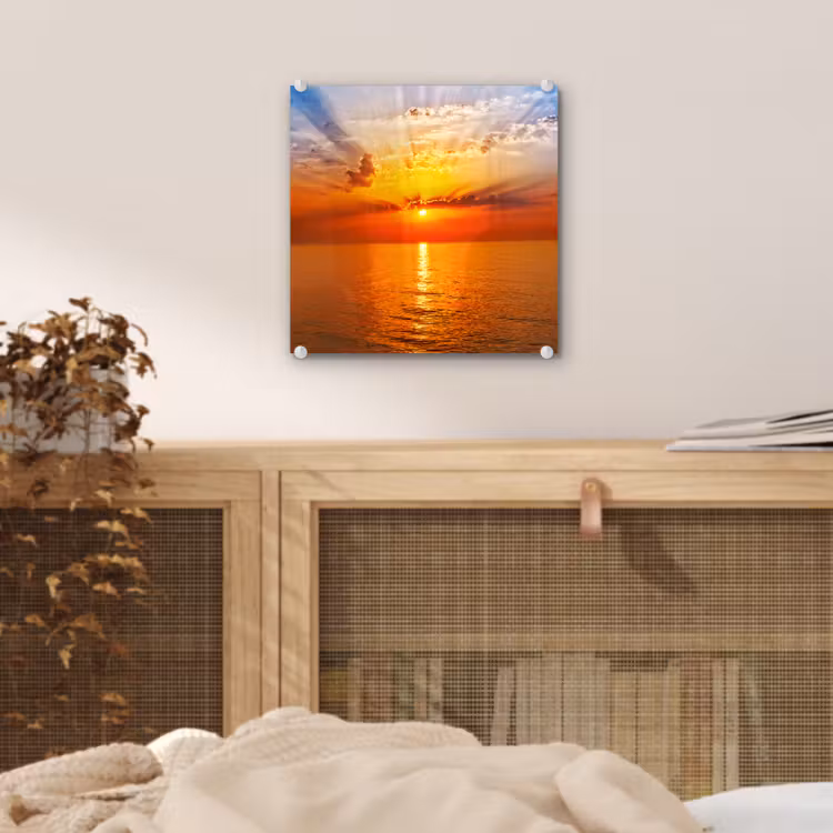 Zonsondergang - Zee - Lucht - Oranje - Horizon - Water plexiglas 5mm klein -sfeer4
