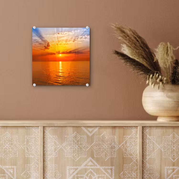 Zonsondergang - Zee - Lucht - Oranje - Horizon - Water plexiglas 5mm klein -sfeer5