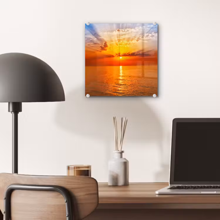 Zonsondergang - Zee - Lucht - Oranje - Horizon - Water plexiglas 5mm klein -sfeer6