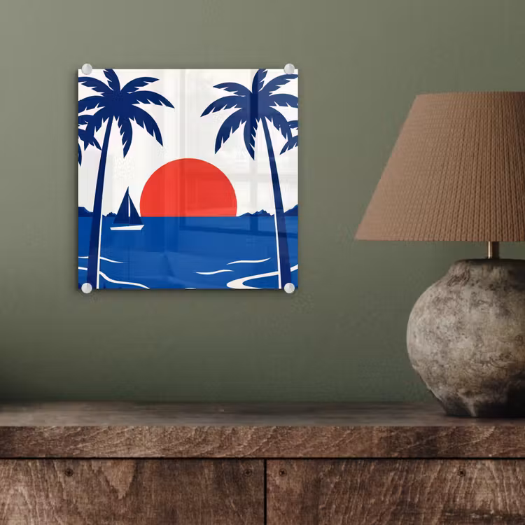 Zonsondergang - Zee - Palmboom - Tropisch - Modern plexiglas 5mm klein -sfeer3