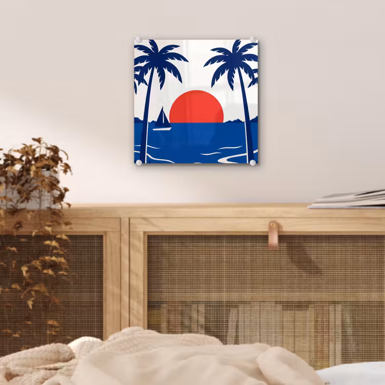 Zonsondergang - Zee - Palmboom - Tropisch - Modern plexiglas 5mm klein -sfeer4