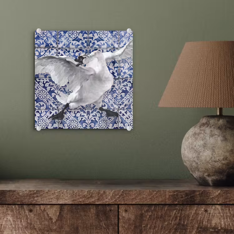 Zwaan - Kunst - Delfts blauw - Schilderij - Oude meesters plexiglas 5mm klein -sfeer3