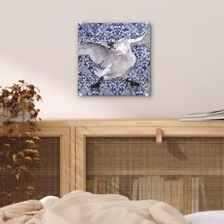 Zwaan - Kunst - Delfts blauw - Schilderij - Oude meesters plexiglas 5mm klein -sfeer4