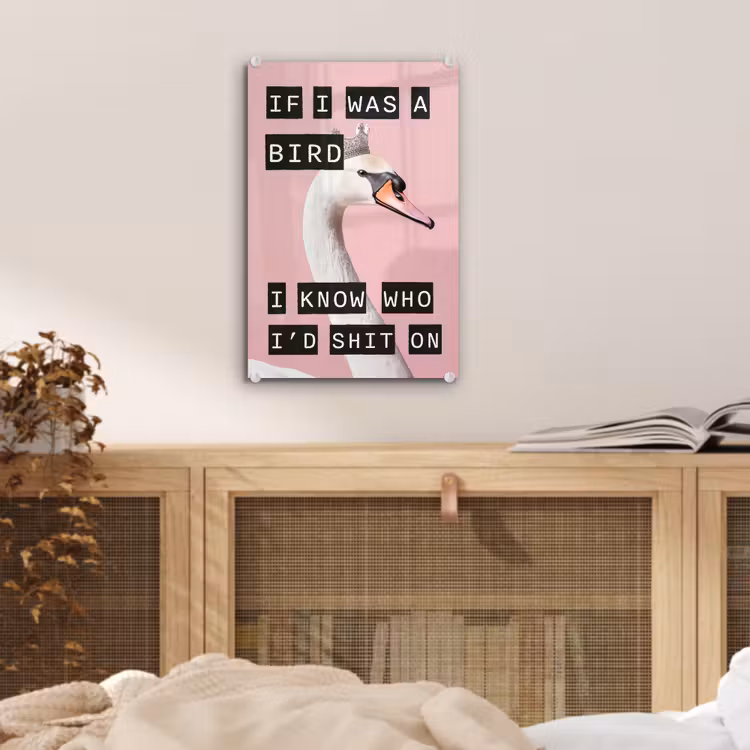Zwaan - Vogel - Decoratie - Roze plexiglas 5mm klein -sfeer4