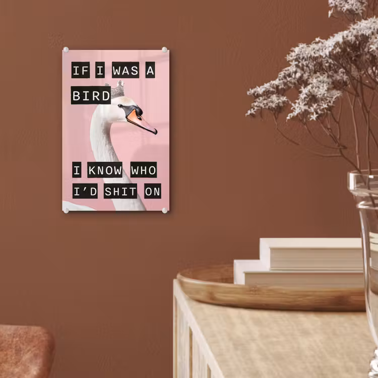 Zwaan - Vogel - Decoratie - Roze plexiglas 5mm klein -sfeer5