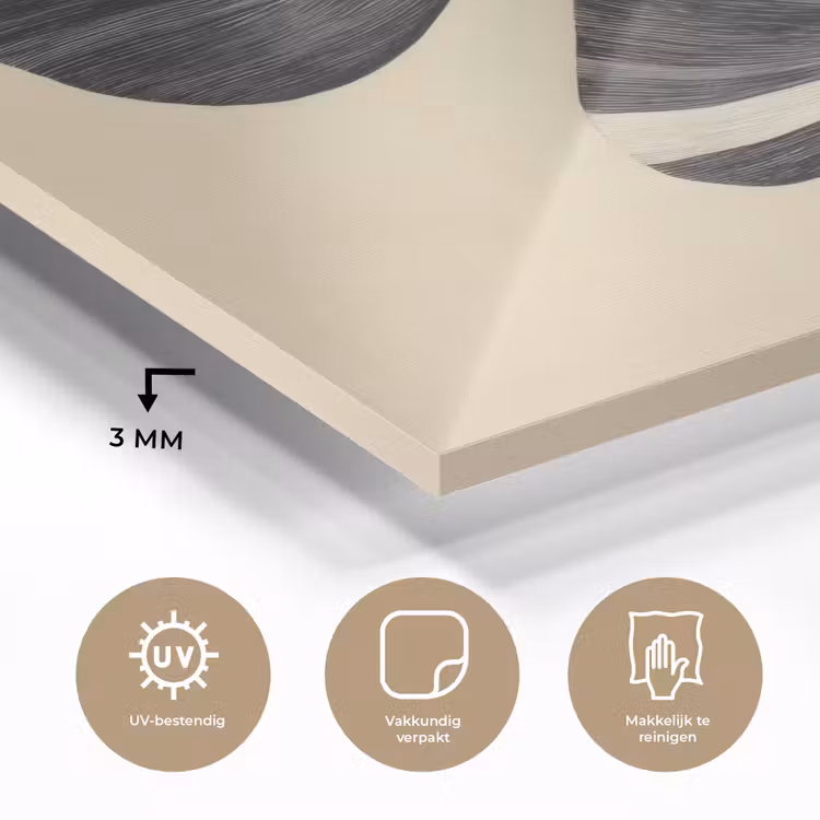 Zwart - Bladeren - Strepen - Minimalistisch plexiglas 5mm klein -sfeer2