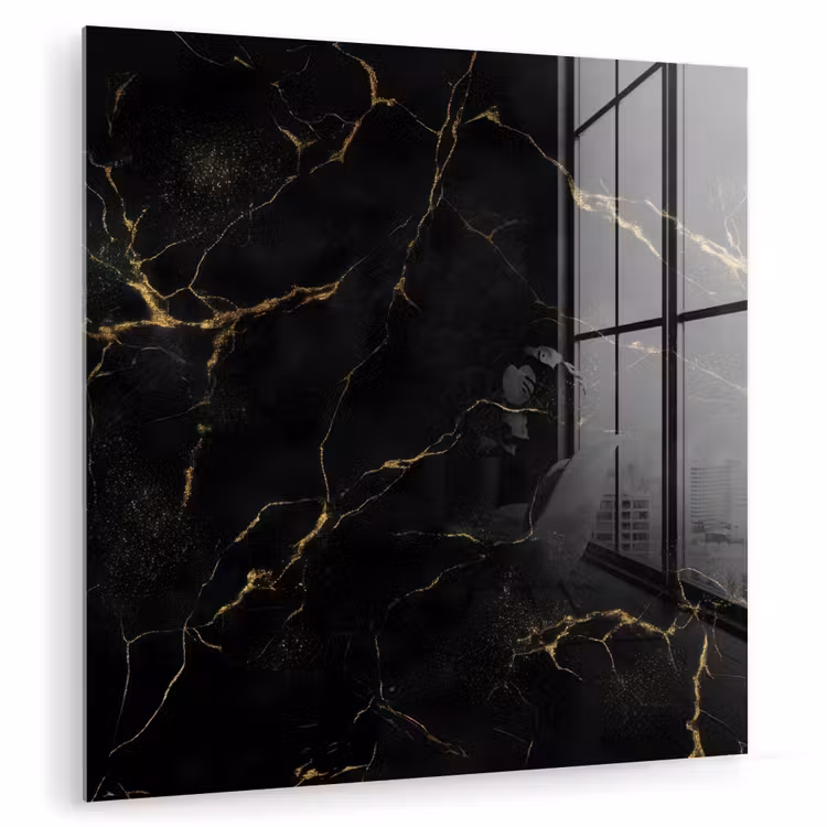 Zwart marmer - Gouden aders - Klassiek plexiglas 5mm klein -zzzproduct_nieuw