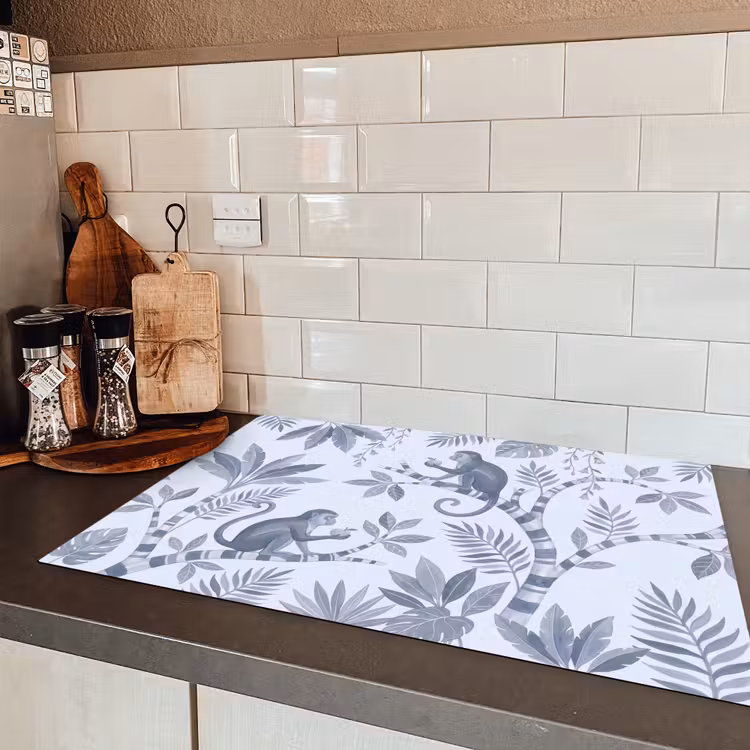 Aap - Boom - Bladeren - Jungle - Illustratie Inductie beschermer vinyl 3mm klein -sfeer3