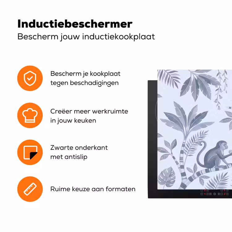 Aap - Boom - Bladeren - Jungle - Illustratie Inductie beschermer vinyl 3mm klein -zzzzzzz-td-ups