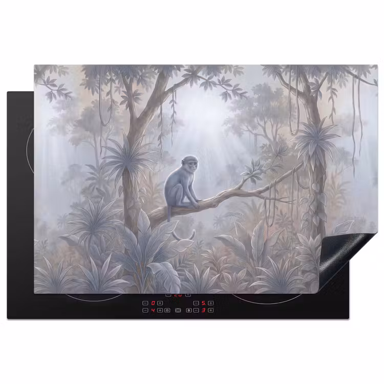Aap - Boom - Jungle - Natuur - Grijs Inductie beschermer vinyl 3mm klein -3d