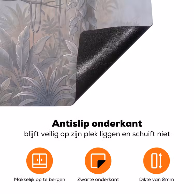 Aap - Boom - Jungle - Natuur - Grijs Inductie beschermer vinyl 3mm klein -zzzzzzz-td-onderkant