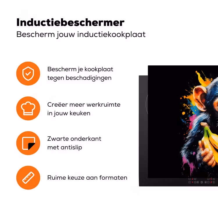 Aap - Graffiti - Kleurrijk - Bananen - Modern Inductie beschermer vinyl 3mm klein -zzzzzzz-td-ups